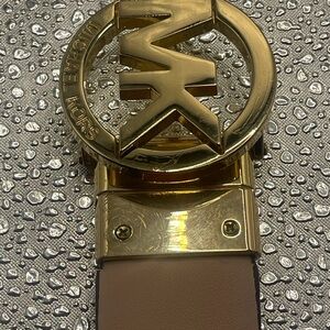 Michael Kors Gold Logo Buckle Tan Belt